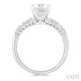 5/8 ctw Baguette and Round Cut Diamond Wide Shank Round Shape Semi-Mount Engagement Ring in 14K White Gold