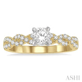 3/8 Ctw Twisted Shank Round Cut Diamond Semi Mount Engagement Ring in 14K Yellow and White Gold