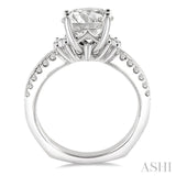 1/2 ctw Twin Row Baguette and Round Cut Diamond Semi Mount Engagement Ring in 14K White Gold