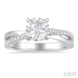 1/6 ctw Crisscross Round Cut Diamond Semi Mount Engagement Ring in 14K White Gold