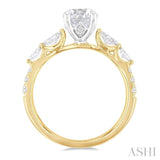 3/8 ctw Marquise and Round Cut Diamond Semi-Mount Engagement Ring in 14K Yellow and White Gold