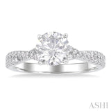 1/3 Ctw Split Criss Cross Round Cut Diamond Semi-Mount Engagement Ring in 14K White Gold