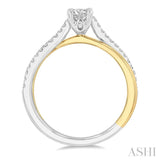 1/6 Ctw Oval Shape Two Tone Criss Cross Round Cut Diamond Semi-Mount Engagement Ring in 14K White and Yellow Gold