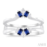 3X1.75MM Baguette Cut Sapphire and 1/6 ctw Round Cut Diamond Precious Insert Ring in 14K White Gold