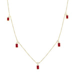Load image into Gallery viewer, 5x3 MM Octagonal Shape Ruby and 1/4 Ctw Round Cut Diamonds Precious Station Necklace in 14K Yellow Gold