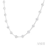 4 ctw Bezel Set Round Cut Diamond Station Necklace in 14K White Gold