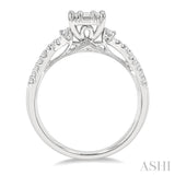 3/4 ctw Split Criss Cross Shank Fusion Baguette and Round Cut Diamond Engagement Ring in 14K White Gold