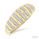 1/5 Ctw Ribbed Dome Shape Round Cut Diamond Fashion Ring in 10K Yellow Gold