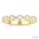 3/4 ctw East-West Set Pear Cut Bezel Diamond  Stackable Fashion Band in 14K Yellow Gold