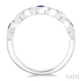 2.8MM Bezel Set Sapphire and 1/6 ctw Round Cut Diamond Precious Stackable Band in 14K White Gold