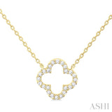 1/8 ctw Petite Clover Round Cut Diamond Fashion Pendant With Chain in 14K Yellow Gold