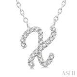 1/20 Ctw Initial 'X' Round cut Diamond Pendant With Chain in 10K White Gold