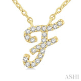 1/20 Ctw Initial 'F' Round cut Diamond Pendant With Chain in 10K Yellow Gold