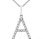 1/10 Ctw Initial 'A' Round Cut Diamond Fashion Pendant With Chain in Sterling Silver
