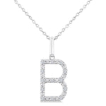 Load image into Gallery viewer, 1/10 Ctw Initial 'B' Round Cut Diamond Fashion Pendant With Chain in Sterling Silver
