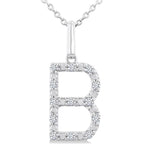 Load image into Gallery viewer, 1/10 Ctw Initial 'B' Round Cut Diamond Fashion Pendant With Chain in Sterling Silver
