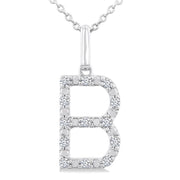 1/10 Ctw Initial 'B' Round Cut Diamond Fashion Pendant With Chain in Sterling Silver
