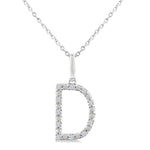 Load image into Gallery viewer, 1/10 Ctw Initial 'D' Round Cut Diamond Fashion Pendant With Chain in Sterling Silver