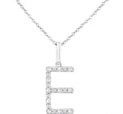 1/10 Ctw Initial 'E' Round Cut Diamond Fashion Pendant With Chain in Sterling Silver