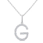 Load image into Gallery viewer, 1/10 Ctw Initial 'G' Round Cut Diamond Fashion Pendant With Chain in Sterling Silver