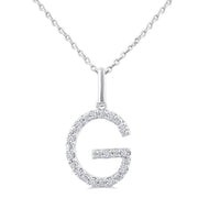 1/10 Ctw Initial 'G' Round Cut Diamond Fashion Pendant With Chain in Sterling Silver