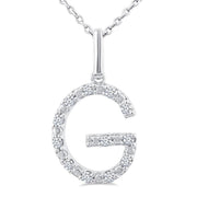 1/10 Ctw Initial 'G' Round Cut Diamond Fashion Pendant With Chain in Sterling Silver