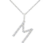 Load image into Gallery viewer, 1/10 Ctw Initial 'M' Round Cut Diamond Fashion Pendant With Chain in Sterling Silver