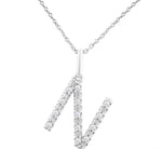 Load image into Gallery viewer, 1/10 Ctw Initial 'N' Round Cut Diamond Fashion Pendant With Chain in Sterling Silver