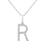 Load image into Gallery viewer, 1/10 Ctw Initial 'R' Round Cut Diamond Fashion Pendant With Chain in Sterling Silver