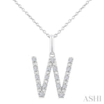 Load image into Gallery viewer, 1/8 Ctw Initial 'W' Round Cut Diamond Fashion Pendant With Chain in Sterling Silver