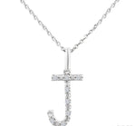 Load image into Gallery viewer, 1/20 Ctw Initial 'J' Round Cut Diamond Fashion Pendant With Chain in Sterling Silver