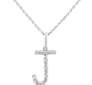 1/20 Ctw Initial 'J' Round Cut Diamond Fashion Pendant With Chain in Sterling Silver