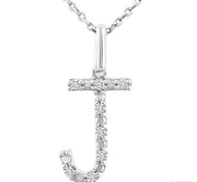 1/20 Ctw Initial 'J' Round Cut Diamond Fashion Pendant With Chain in Sterling Silver