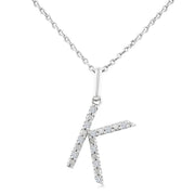 1/20 Ctw Initial 'K' Round Cut Diamond Fashion Pendant With Chain in Sterling Silver