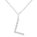 Load image into Gallery viewer, 1/20 Ctw Initial 'L' Round Cut Diamond Fashion Pendant With Chain in Sterling Silver