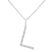 1/20 Ctw Initial 'L' Round Cut Diamond Fashion Pendant With Chain in Sterling Silver