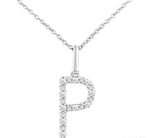 Load image into Gallery viewer, 1/20 Ctw Initial 'P' Round Cut Diamond Fashion Pendant With Chain in Sterling Silver