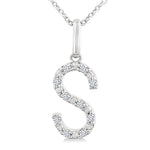 Load image into Gallery viewer, 1/20 Ctw Initial 'S' Round Cut Diamond Fashion Pendant With Chain in Sterling Silver