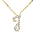 Load image into Gallery viewer, 1/20 Ctw Initial 'J' Round cut Diamond Pendant With Chain in 14K Yellow Gold