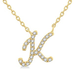 Load image into Gallery viewer, 1/20 Ctw Initial 'K' Round cut Diamond Pendant With Chain in 14K Yellow Gold