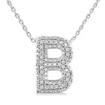 Load image into Gallery viewer, 1/20 Ctw Bubble Accent Initial 'B' Round Cut Diamond Fashion Pendant With Chain in Sterling Silver