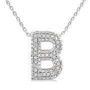 1/20 Ctw Bubble Accent Initial 'B' Round Cut Diamond Fashion Pendant With Chain in Sterling Silver