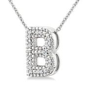 1/20 Ctw Bubble Accent Initial 'B' Round Cut Diamond Fashion Pendant With Chain in Sterling Silver