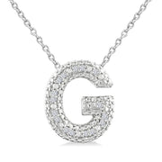 1/20 Ctw Bubble Accent Initial 'G' Round Cut Diamond Fashion Pendant With Chain in Sterling Silver