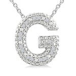 Load image into Gallery viewer, 1/20 Ctw Bubble Accent Initial 'G' Round Cut Diamond Fashion Pendant With Chain in Sterling Silver