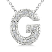 1/20 Ctw Bubble Accent Initial 'G' Round Cut Diamond Fashion Pendant With Chain in Sterling Silver