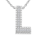 Load image into Gallery viewer, 1/20 Ctw Bubble Accent Initial 'L' Round Cut Diamond Fashion Pendant With Chain in Sterling Silver