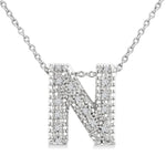Load image into Gallery viewer, 1/20 Ctw Bubble Accent Initial 'N' Round Cut Diamond Fashion Pendant With Chain in Sterling Silver