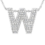 Load image into Gallery viewer, 1/20 Ctw Bubble Accent Initial 'W' Round Cut Diamond Fashion Pendant With Chain in Sterling Silver