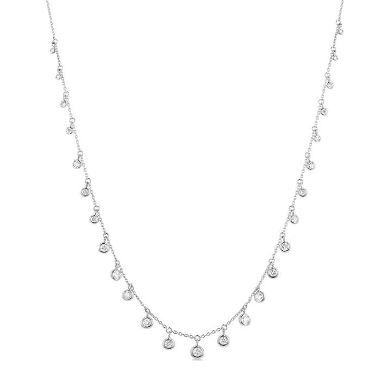 5/8 Ctw Bezel Set Round Cut Diamond Station Necklace in 14K White Gold